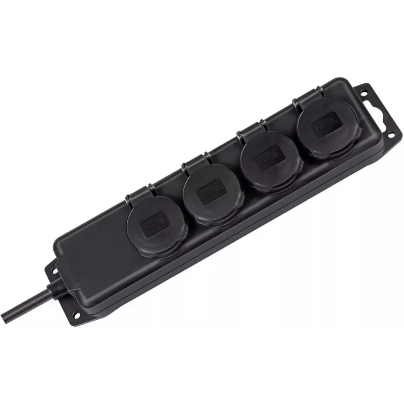 Brennenstuhl pagarinātāja kontaktligzda IP44 4-vietīga melna 2,0m H07RN-F 3G1,5 - Pagarinātājs - maiņstrāva 230 V - izejas pieslēgvietas: 4 - 2 m (1159960)