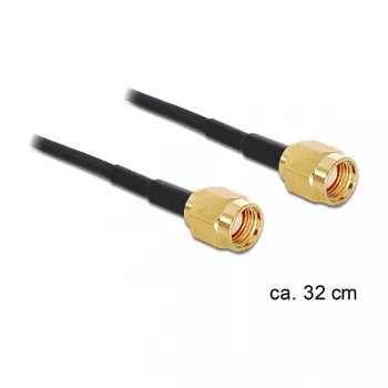 Koaksiālais kabelis DeLOCK 88475 0,32 m RP-SMA zelta, melns