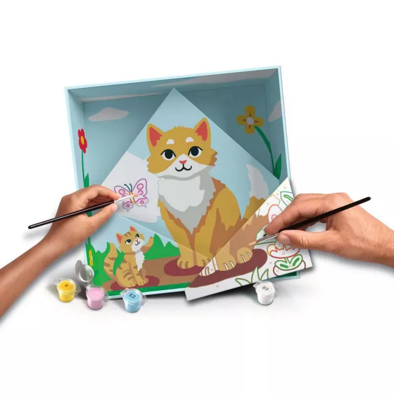 Krāsošanas komplekts Ravensburger CreArt Do it together — kaķa modelis, kopīgs krāsošanas komplekts