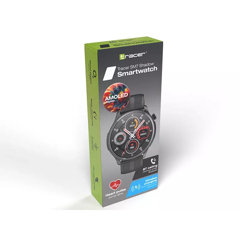 Viedpulkstenis TRACER SM7 Shadow ar Bluetooth un sirdsdarbības monitoru