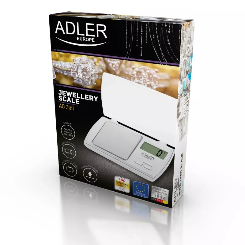 Adler AD 3161 virtuves svari Balts Taisnstūra elektroniskie personīgie svari