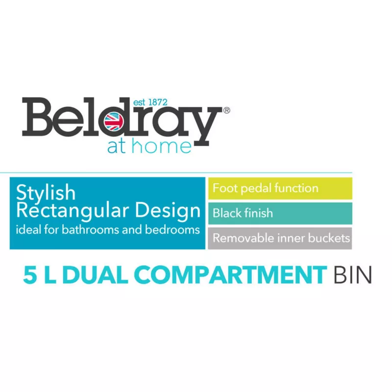 Beldray Divu nodalījumu atkritumu tvertne LA035235BLKFEU7 5 litri melna