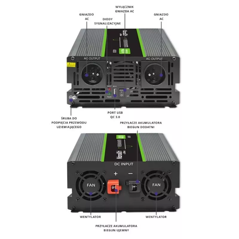 Qoltec Monolith strāvas adapteris/invertors Auto 4000 W Melns