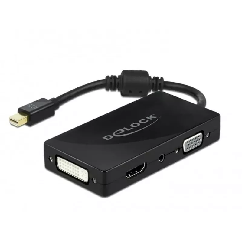 Adapteris DeLOCK Mini DisplayPort 1.2 uz VGA HDMI DVI Audio 4K Pasīvs Melns
