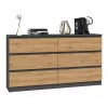 Kumode Top e Shop M6 140 ANT/ART, 6 atvilktnes, Antracīta ozols, 1380×750×400 mm