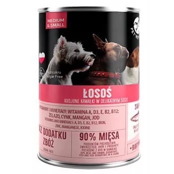 Mītrā suņu barība PetRepublic DOG 400 g — gabaliņi mērcē ar lasi maziem/vidējiem suņiem