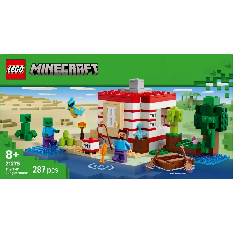 LEGO Minecraft komplekts 21275 TNT džungļu māja, 287 elementi, 2 minifigūras, vecumam 8+