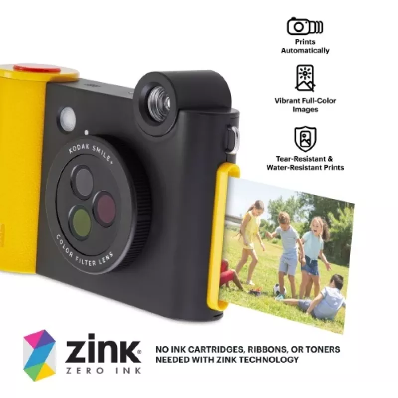 Momentfoto kamera Kodak SMILE+ 2x3 Melns — pārnēsājama momentfoto kamera ar 2×3 izdrukām