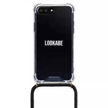 Telefona kaklarotas maciņš Lookabe iPhone 7/8 Plus — zelta ķēdīte, melns maciņš