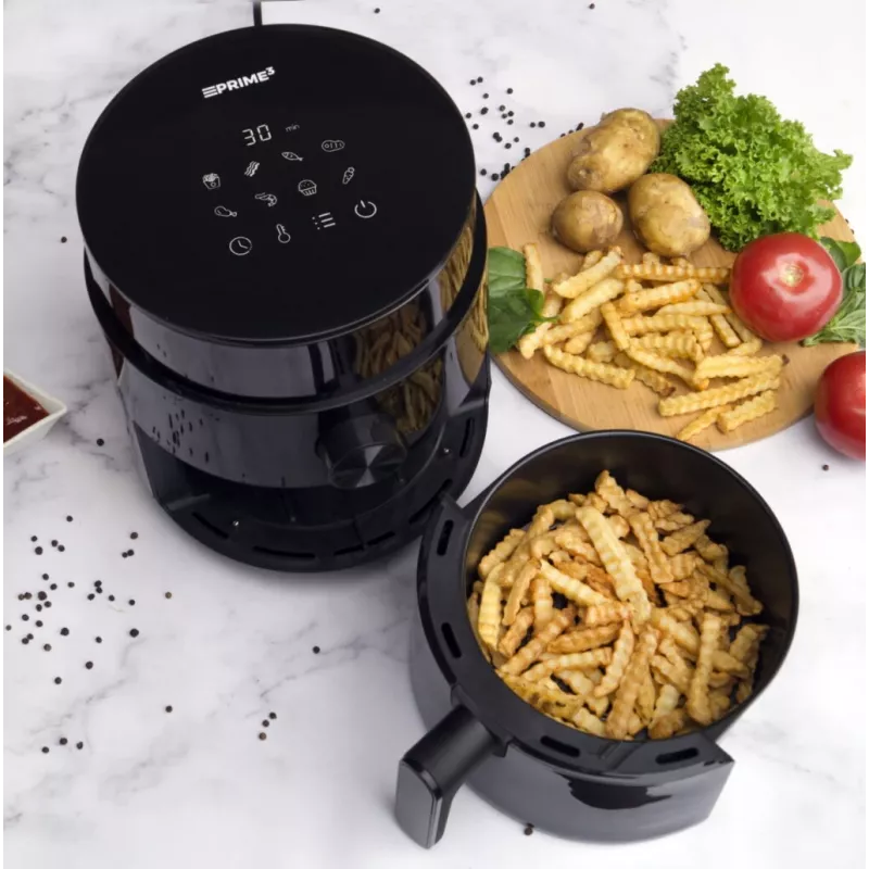 Beztauku fritieris PRIME3 SAF31 – 2,5 l, 1200 W, karstā gaisa bez eļļas fritieris, melns
