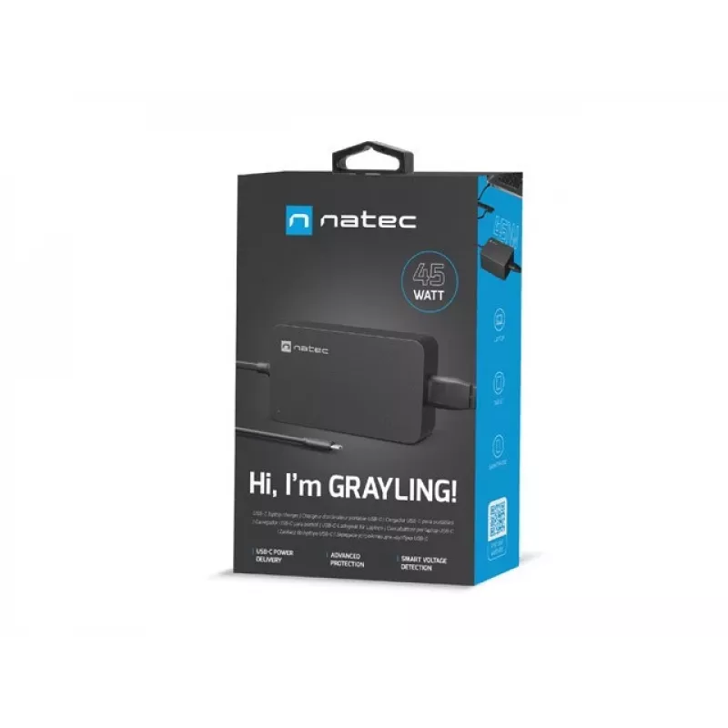 NATEC Grayling USB-C 45W strāvas adapteris Universāls Melns