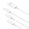 USB kabelis Baseus SUP0003529 — USB 3.2 Gen 1 (3.1 Gen 1), 1 m, USB-A uz USB-C / Micro USB-A / Lightning, balts