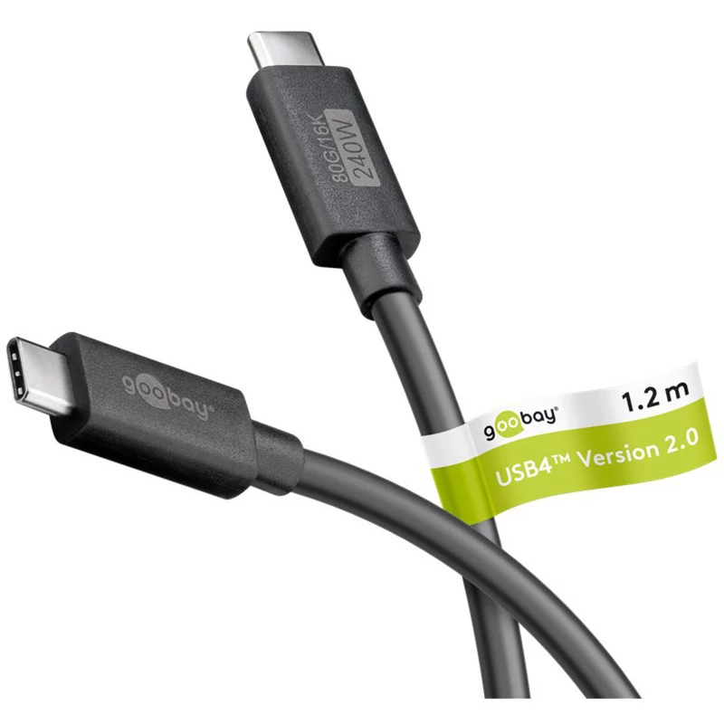 USB-C kabelis WENTRONIC USB4 Gen4 1,2 m — atbalsta 16k@60Hz un 4K@120Hz