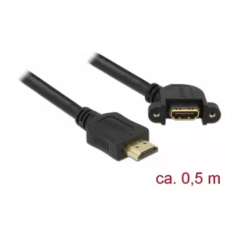 HDMI kabelis DeLOCK 85467 0,5 m Tips A vīrietis uz sievieti melns
