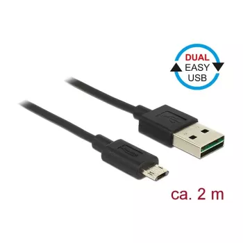USB kabelis DeLOCK 83850 USB 2.0 2m USB A Micro-USB B Melns