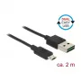USB kabelis DeLOCK 83850 USB 2.0 2m USB A Micro-USB B Melns