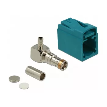 Koaksiālais savienotājs DELOCK 89723 — FAKRA Z vīrišķais, 90° leņķveida, 13.8×21.5×9.5 mm