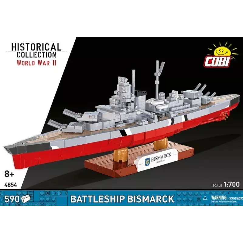 Konstrukciju komplekts Cobi kaujas kuģa Bismarck modelis, 590 detaļas