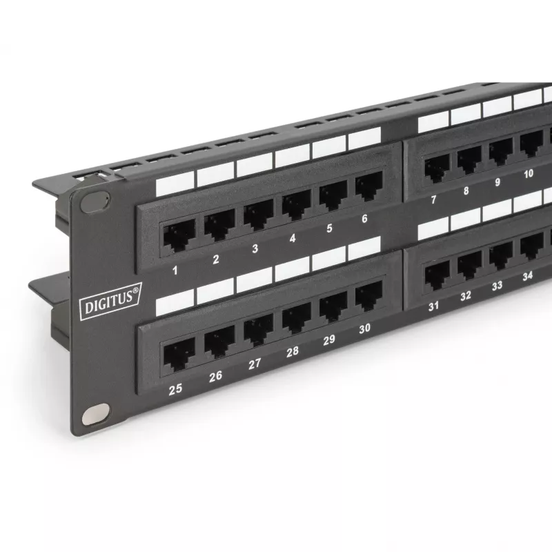 DIGITUS - Sadales panelis - RJ-45 X 48 - Pelēks, RAL 7035 - 2U - 48 porti (DN-91648U)