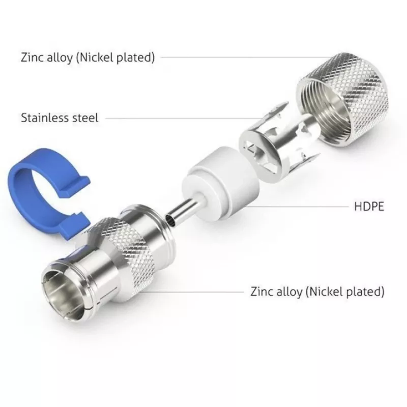 Viegli uzstādāma IEC/koaksiālā ligzda (sudraba/zila, 6,5–8,0 mm)