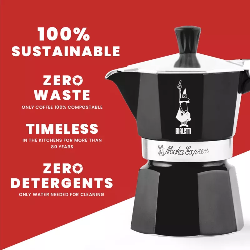 Bialetti Moka Express Moka katliņš Melns
