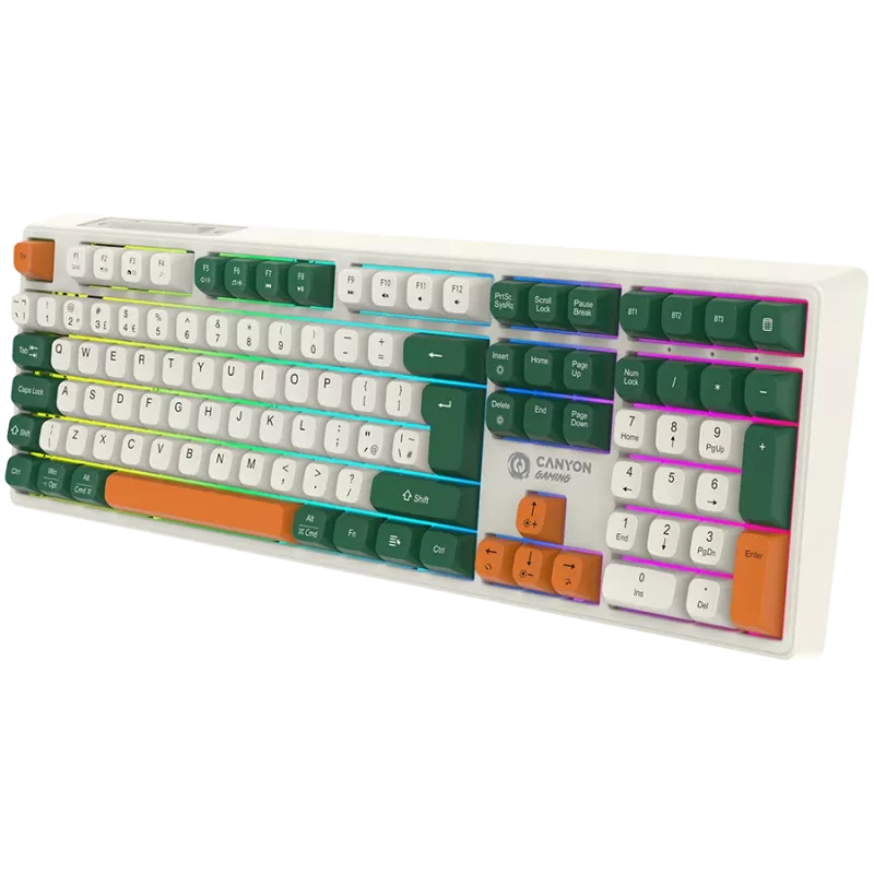 Mehāniskā bezvadu tastatūra CANYON Shadder GKW-11 RGB balta