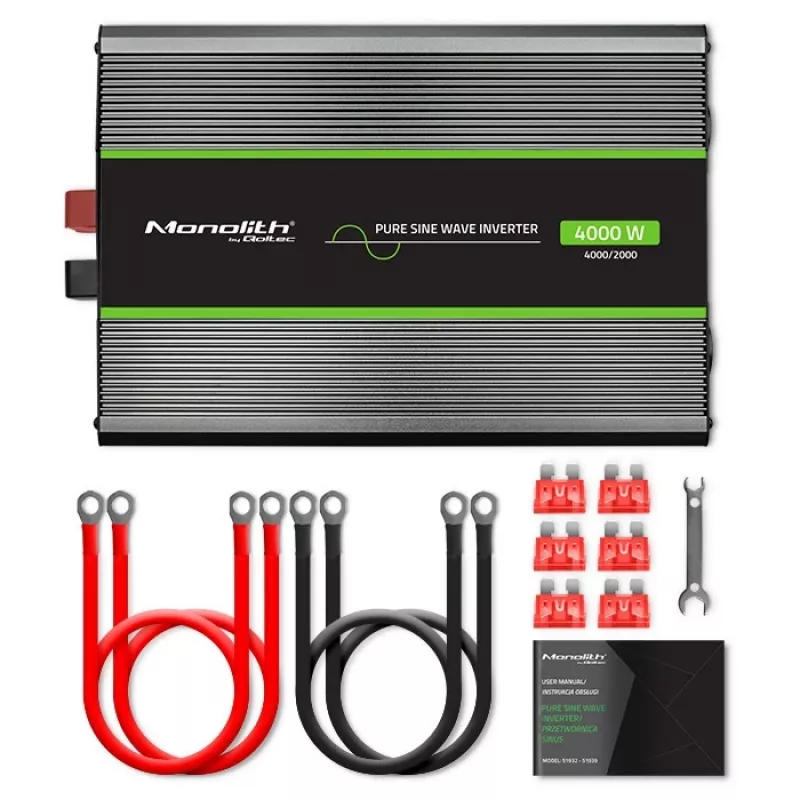 Qoltec Monolith strāvas adapteris/inverters Auto 4000 W Melns