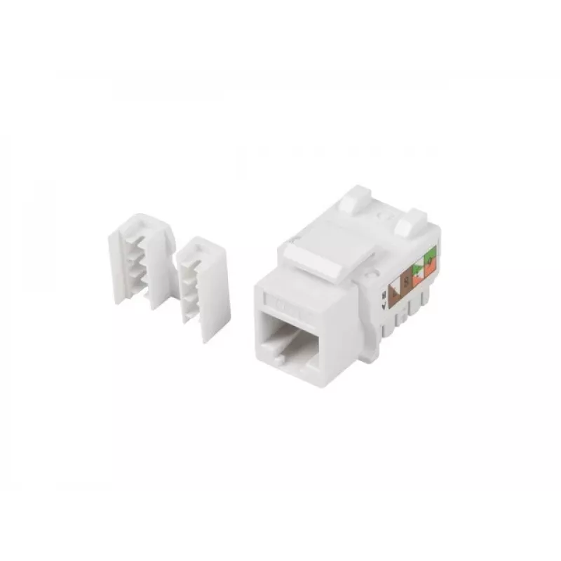 Keystone modulis LANBERG KSU6-1090, Cat6 U/UTP plakans, RJ-45 vīrišķais uz LSA sievišķo, AWG 22/26, 14.5×16.1 mm, balts