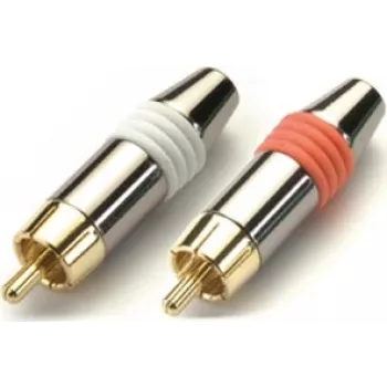 Cinch (RCA) spraudņu komplekts Kindermann KIN 7489000212 — sarkani un balti audio savienotāji