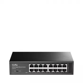 Tīkla slēdzis Cudy GS1016 — 16 portu Gigabit Ethernet (10/100/1000), 32 Gbit/s pārslēgšana, montējams statīvā, barošana no maiņstrāvas