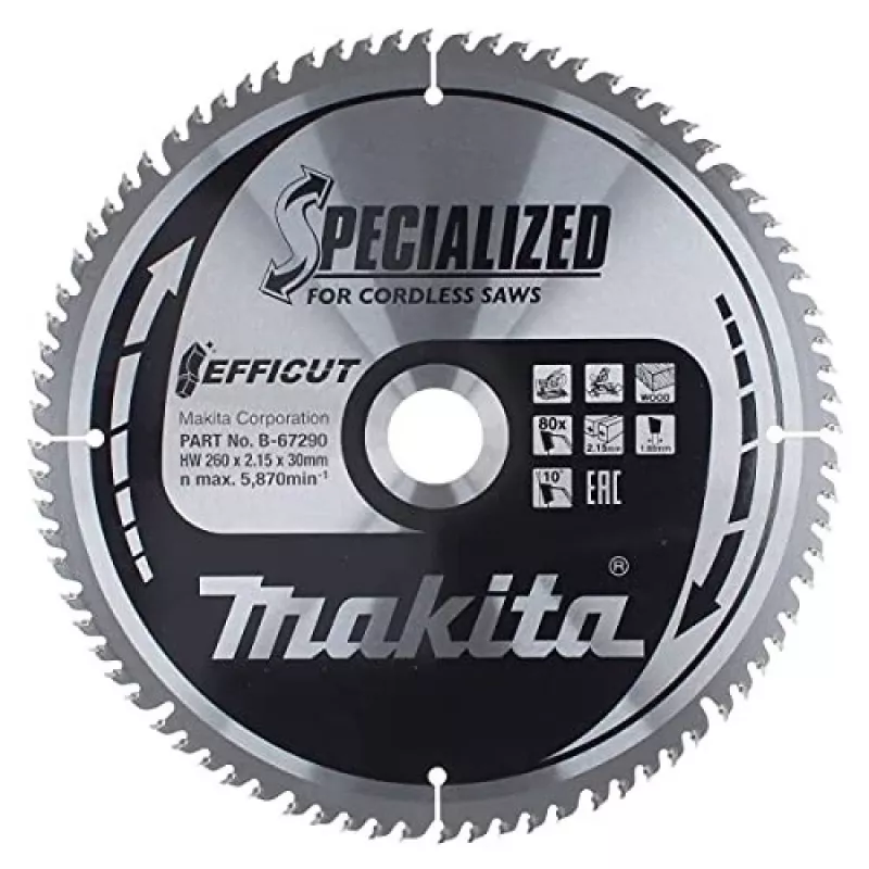 T.C.T. zāģa asmens 260X2.15X30mm 10° T80 EFFICUT