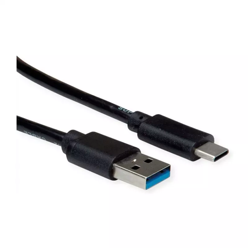 ROLINE RM USB 3.2 Gen 1 kabelis, A-C, ST/ST, melns, 0,5 m