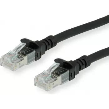 ROLINE - Plāksterkabelis - RJ-45 (V) uz RJ-45 (V) - 30 cm - SFTP - CAT 6a - Melns (21.15.2975)