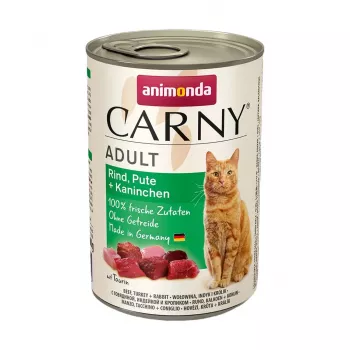 ANIMONDA Carny Adult liellopu gaļa, tītars, trusis - mitrā kaķu barība - 400g