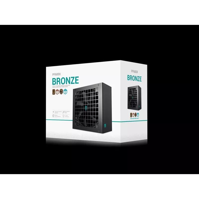 ATX barošanas bloks DeepCool PF600X 600W 80 PLUS Bronze, 600 W, 12 cm ventilators, ATX 2.52, 24-pin, 2×(6+2) PCIe, 8×SATA