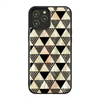 Aizsargājošs tālruņa vāciņš iKins Apple iPhone 12 / 12 Pro — piramīdas raksts, melns