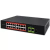 Ethernet PoE komutators QOLTEC 16x RJ45, 2x RJ45 uplink, 1x SFP (MPN 52291)