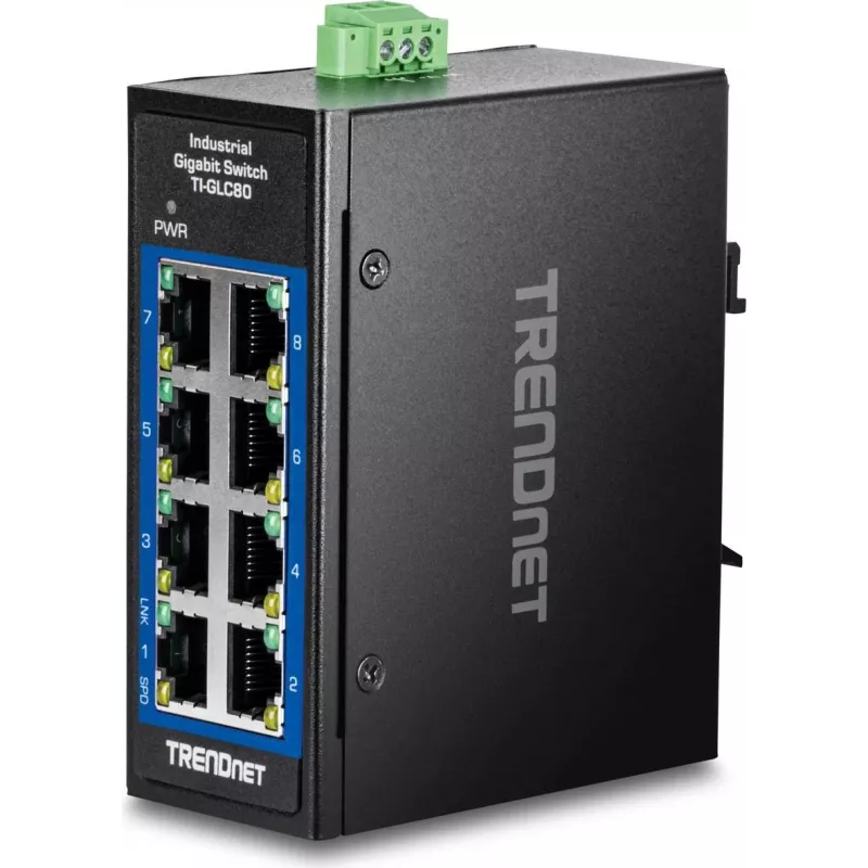 Trendnet 8 portu industriālais Gigabit DIN-sliedes mini slēdzis