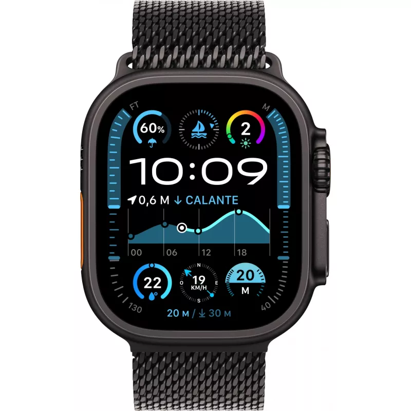 APPLE Watch Ultra 2 GPS + Cellular 49mm Black Titanium korpuss ar Black Titanium Milanese cilpu - L