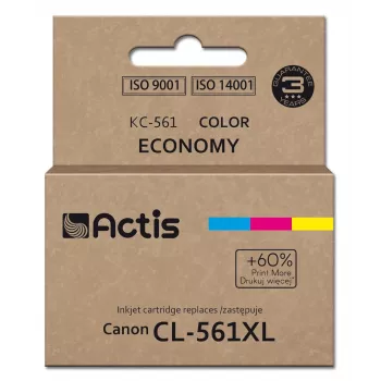 Actis KC-561 tinte (aizstāj Canon CL-561XL; Supreme; 18 ml; ciāna, fuksīna, dzeltena). Izdrukā par 60% vairāk nekā OEM.