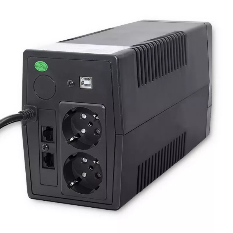 Qoltec Monolith UPS Double-conversion Online 0,65 kVA 360 W 2 AC kontaktligzdas