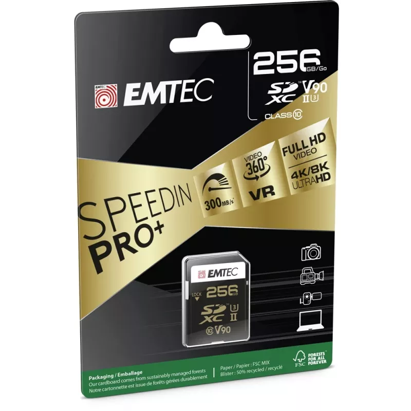 Emtec zibatmiņa 256 GB UHS-II SpeedIN Pro+