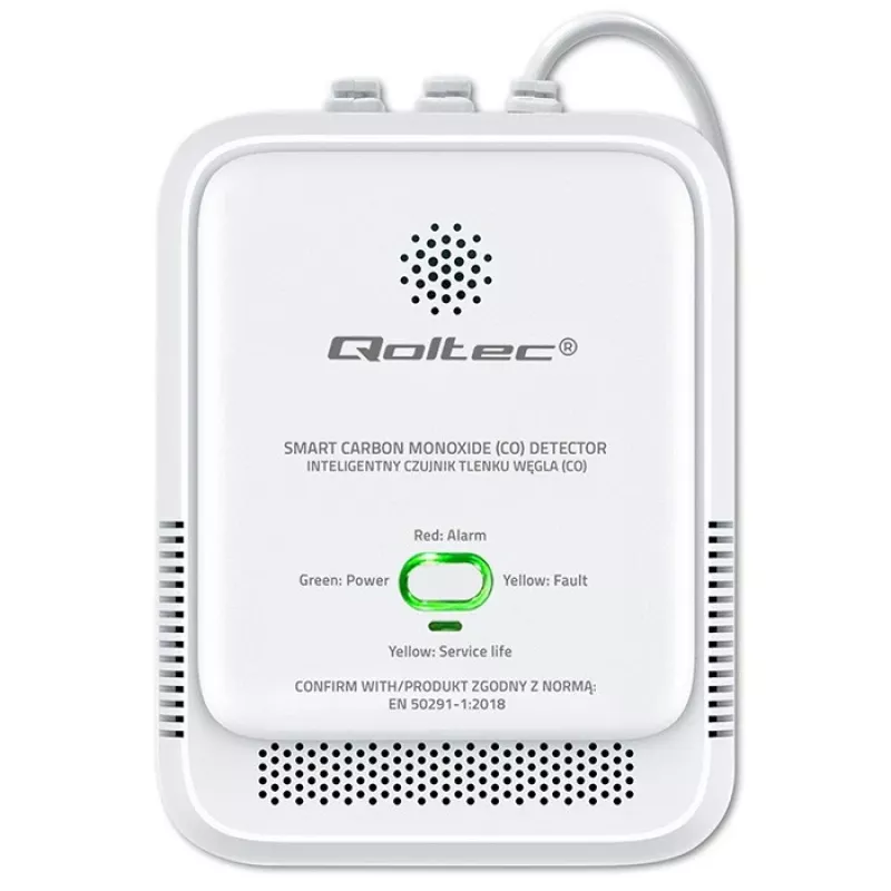 CO detektora signalizators QOLTEC 52576 — oglekļa monoksīda sensors, 85 dB signalizācija