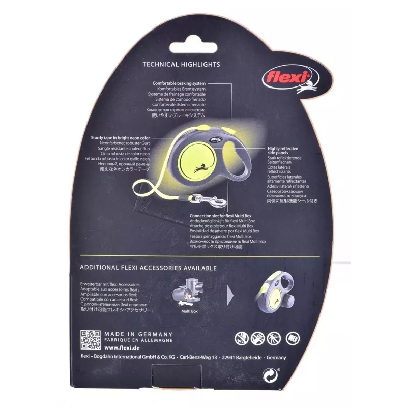 FLEXI jauna Neon L - izvelkamā pavada - 5 m