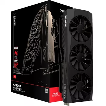 XFX Radeon RX 9070 XT grafiskā karte — 16 GB GDDR6, 256-bit, PCIe 5.0, 3x DisplayPort 2.1, HDMI 2.1, 3 ventilatori