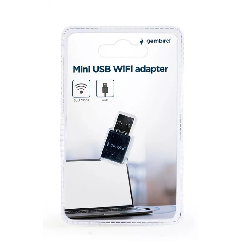 USB 2.0 Wi-Fi adapteris Gembird WNP-UA300-01 — RTL8192EU, 2,4 GHz, 802.11b/g/n, 300 Mb/s