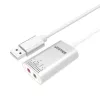 Audio pārveidotājs Unitek Y-247A, sudraba, USB Typee-A savienotājs, kompakts 12×28×46 mm