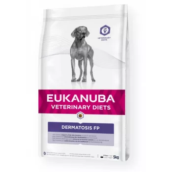 Sausā suņu barība EUKANUBA Dermatosis FP Adult Fish & Potato 5 kg — bez graudiem, 22% olbaltumvielu, 15% tauku