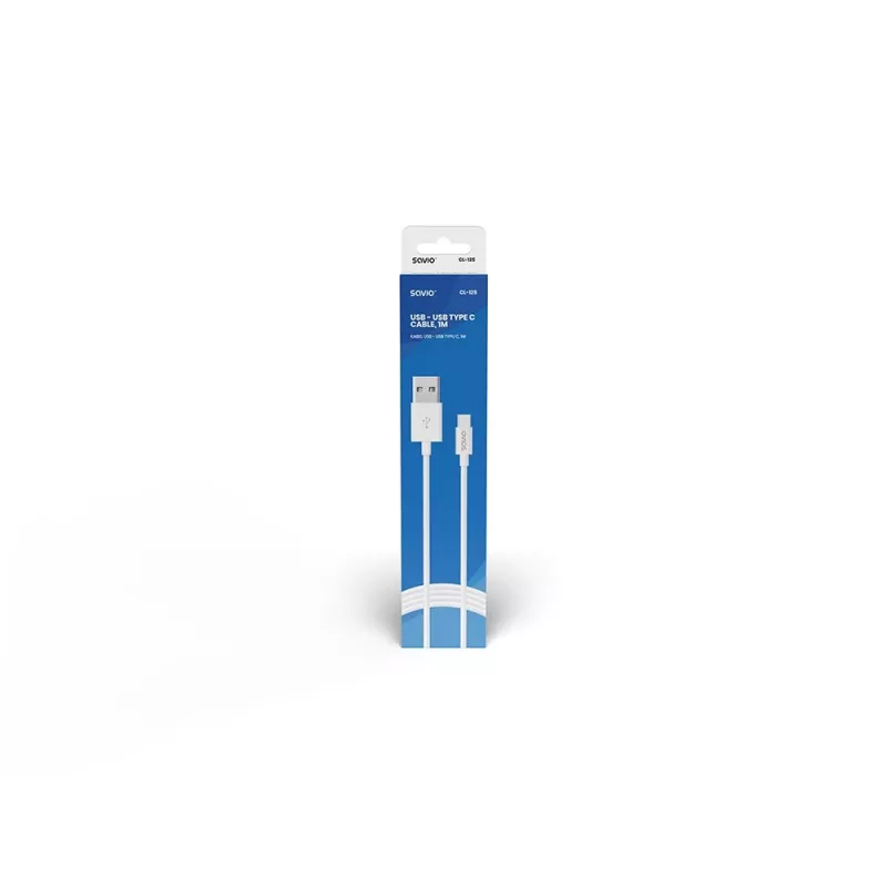 Savio USB – USB type C kabelis 5A, 1m CL-126 Balts