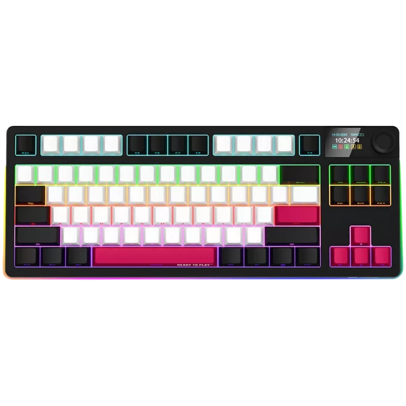 LORGAR KBP70TKLW, bezvadu TKL mehāniskā spēļu tastatūra Pro, melna/sarkana, EN izkārtojums